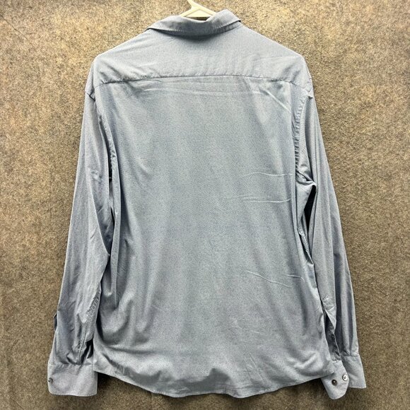 Bugatchi Shirt Mens Large Baby Blue Button Down Shaped Fit Preppy Dress Stretch - Picture 2 of 11